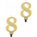 GoDan Narozeninová svíčka na dort 8 metalická zlatá 8 cm – Zbozi.Blesk.cz