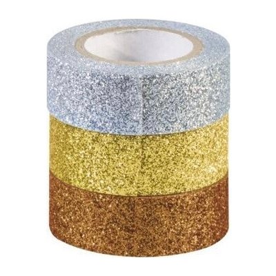 Lepicí páska dekorační glitter - zlatá, meděná, stříbrná – Zboží Mobilmania