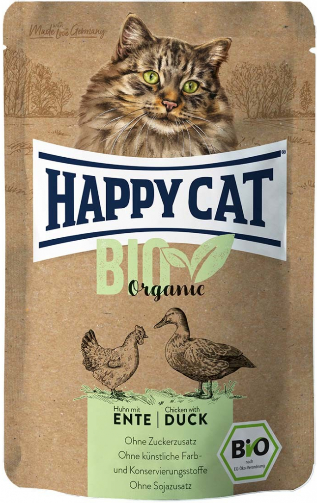 Happy Cat Bio Pouch kuře a kachna 12 x 85 g