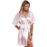 Saténový růžový a perlově pruhovaný župan pro ženy 1E8460 růžová – Zboží Dáma