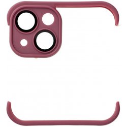 Pouzdro AppleMix Bumper / mini rámeček pro Apple iPhone 13 + tvrzené sklo na čočky kamery - silikonové - vínové