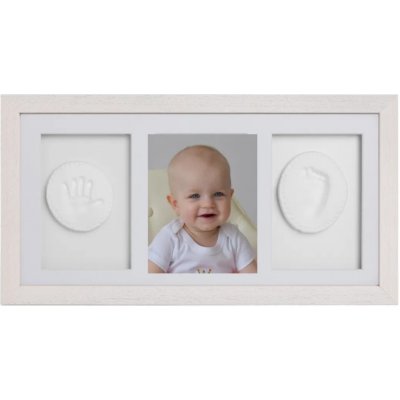 Tiny Memories Sada na otisky nožiček či ručiček, trojrámek - dárková sada pro miminko - bílá – Sleviste.cz