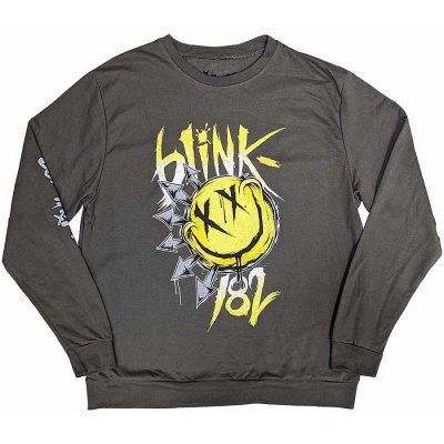 Blink 182 mikina Sweatshirt Big Smile Sleeve Print Charcoal Grey