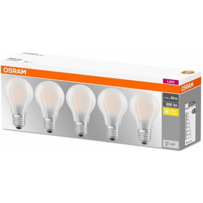 Osram 5PAK LED žárovka LED E27 A60 7W = 60W 806lm 2700K Teplá bílá 300° Filament – Zbozi.Blesk.cz