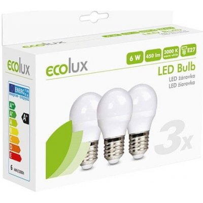 Solight žárovka LED E27 6W miniGLOBE bílá teplá ECOLUX WZ432-3 3ks – Hledejceny.cz