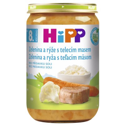 HiPP BIO Zelenina s rýží a telecím masem 220 g – Zboží Dáma