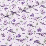 Bavlněné plátno LAVENDER 6 FRIS, levandule s větvičkami na bílé, š.140cm (látka v metráži) – Zboží Mobilmania