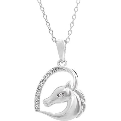 JSB Stříbrný kůň v srdci se Swarovski elements krystal 15842