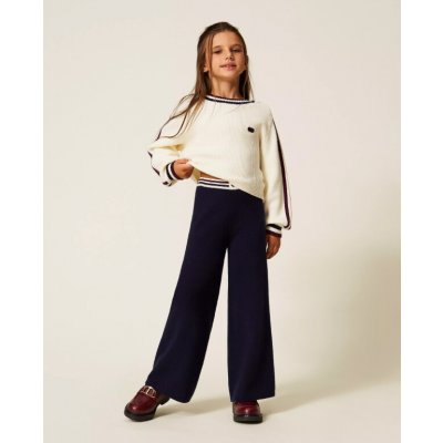 Twinset Girl kalhoty úpletové tmavě modré – Sleviste.cz