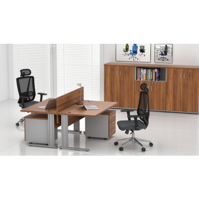 NABYTEK-DESIGNOVY.CZ - ZEP 2.6 19 Sestava kancelářského nábytku Komfort 2.6 ořech/šedá – Zboží Dáma