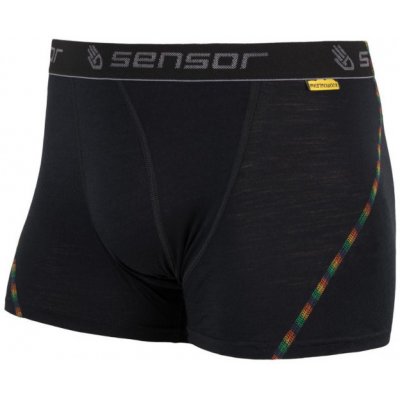 Sensor Merino ACTIVE pánské trenky černé/tm.šedé pruhy