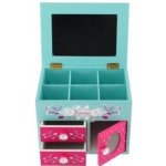 Teddies Skříňka šperkovnice Princess 3 zásuvky odklápěcí vrch se zrcátkem dřevo 16x12,5x12cm v krabici – Zboží Dáma