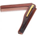 Beard Comb 001BC Brown - skládací hřeben pro úpravu vousů a kníru - hnědý – Zboží Mobilmania