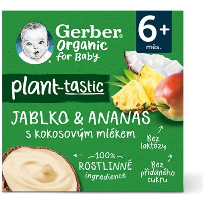 Gerber Organic 100% rostlinný dezert jablko a ananas s kokosovým mlékem 90 g – Hledejceny.cz