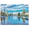 Tapety WEBLUX Fototapeta vliesová Oil painting. Art print for wall decor. Acrylic artwork. Big size poster. Watercolor drawing. Modern style fine art. Beautiful autumn city land 200 x 144 cm