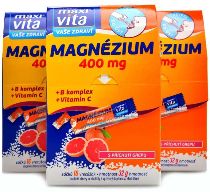 Maxivita Magnezium 400 mg+B komplex+Vitamín C stick 16 ks od 58 Kč -  Heureka.cz