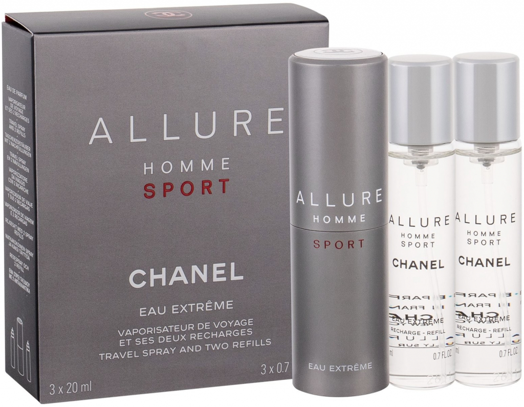 Chanel Allure Homme Sport Eau Extreme EDP pro muže 3 x 20 ml plnitelný komplet twist set 60 ml dárková sada