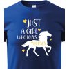 Dětské tričko dětské tričko Just a girl who loves horses, modrá