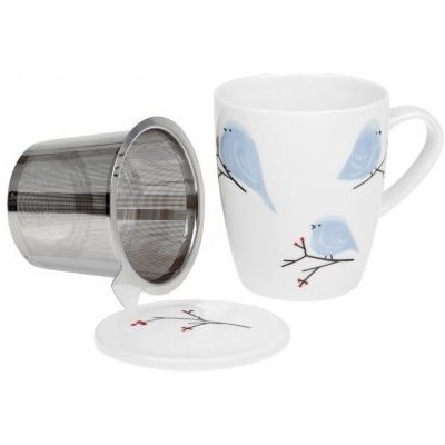 Oxalis Ptáčci porcelánový hrnek s nerez. sítkem a pokličkou 350 ml – Zboží Dáma