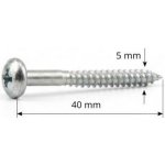vrut do dřeva 5x40 mm půlkulatá hlava kříž LG5575 – Hledejceny.cz