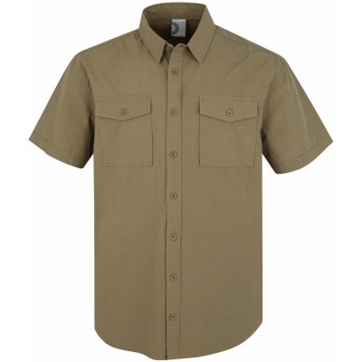 Huski Grimy pánská košile s krátkým rukávem khaki – Zboží Mobilmania