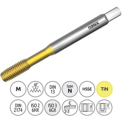 Narex Ždánice 041535192030000 - Závitník strojní tvářecí M 3,0x0,5mm typ 3052 kód 2960 TiN, lícování ISO2 (6HX) DIN 2174 mazací dr – Hledejceny.cz