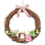 Věnec s hnízdem a hnědou mašlí 20 cm – Zboží Dáma