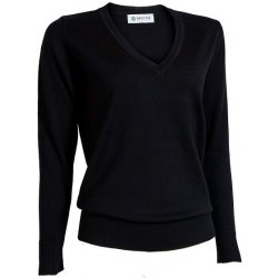 Backtee Ladies Solid V-neck Pullover Navy