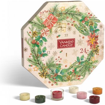 Yankee Candle adventní kalendář 24 ks čajové svíčky a 1 ks svícen