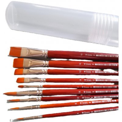 Lineo Štětce syntetické Toray dlouhá rukojeť 9 kusů sada Plastový obal – Zboží Mobilmania