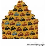 Šátek Autíčka na hořčicové – Zboží Dáma