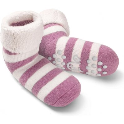 Fellhof Dětské vlněné ponožky s protiskluzem Růžový proužek – Zboží Dáma