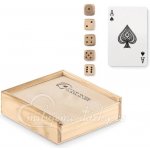 Sada hracích karet a 5 kostek v dřevěném boxu – Hledejceny.cz