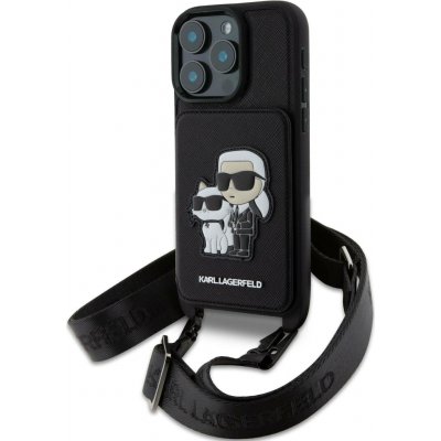 Karl Lagerfeld Saffiano Crossbody Popruh Karl and Choupette Kryt pro iPhone 16 Pro Black – Zboží Živě