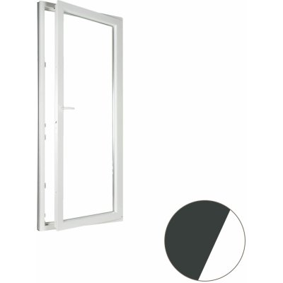 ALUPLAST Plastové jednokřídlové balkonové dveře Pravé Trojsklo antracit/bílá 80 x 200 cm – Zboží Mobilmania