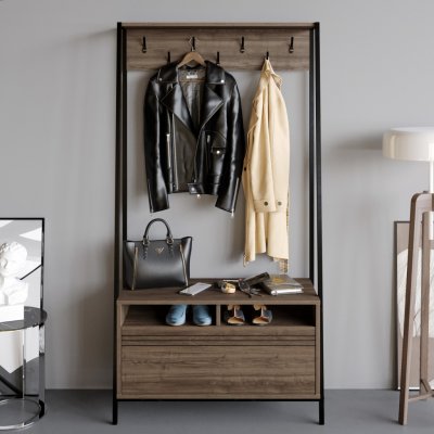 ASIR Předsíňová stěna DEVIN ořech černá – Sleviste.cz