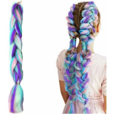 Soulima Vlasy Kanelové syntetické Copánky ombre Barva: fialovo-modro-růžová – Zboží Dáma