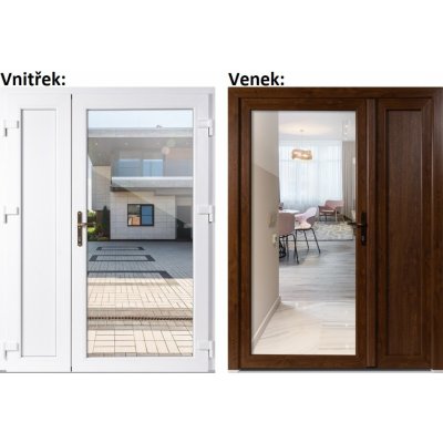 Soft Dvoukřídlé vchodové plastové 3/3 sklo čiré + panel Zlatý dub/bílá pravé 130 x 200 cm – Sleviste.cz