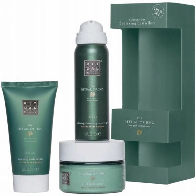 Rituals The Ritual Of Jing 3 Relaxing Bestsellers sprchová pěna 50 ml + tělový krém 70 ml + tělový peeling 125 g – Zboží Dáma