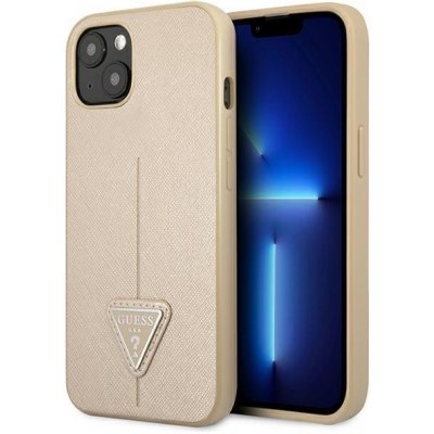 Guess hard iPhone 13 Mini Beige Saffiano Triangle Logo – Zboží Mobilmania