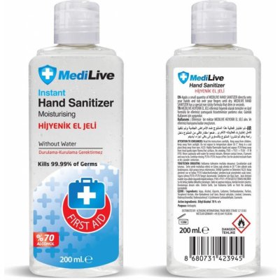 MediLive Hand Sanitizer antibakteriální gel na ruce 200 ml – Zboží Mobilmania