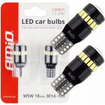 Žárovka LED CANBUS 18SMD 3014 + 1SMD T10 W5W White 12V/24V, 02446 – Zboží Dáma