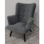 Dolmar Safin šedý samet dřevěné nohy – Sleviste.cz