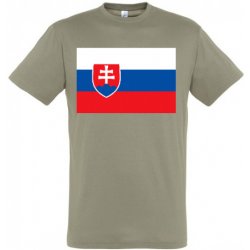 Triko s vlajkou Slovensko Slovenská republika světle olivové