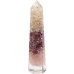 Nefertitis Orgonit obelisk ametyst a růženín s křišťálem NF9093 - cca 12 cm – Zboží Dáma