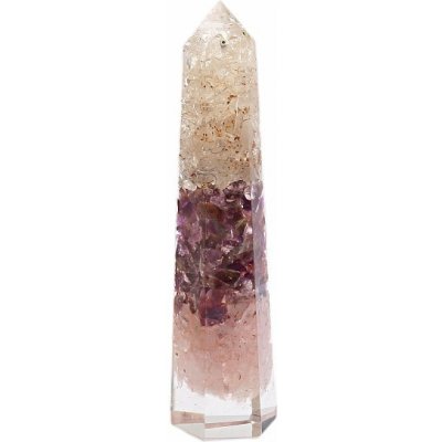 Nefertitis Orgonit obelisk ametyst a růženín s křišťálem NF9093 - cca 12 cm – Zboží Dáma