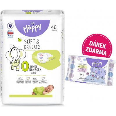 Bella Happy Soft & Delicate 0 - do 2 kg 46 ks – Zboží Mobilmania