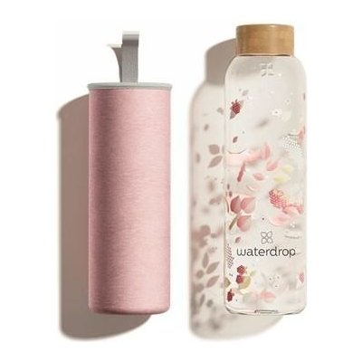 Waterdrop Edition skleněná láhev na vodu 600 ml + obal na láhev – Zboží Mobilmania