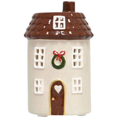 Det Gamle Apotek Keramický svícen Joyful Christmas Beige, béžová barva, keramika – Zboží Dáma