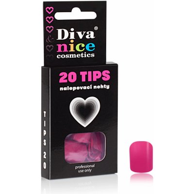 Diva & Nice Cosmetics Nalepovací umělé nehty TIPS 20 růžovočervená 08 – Zboží Dáma